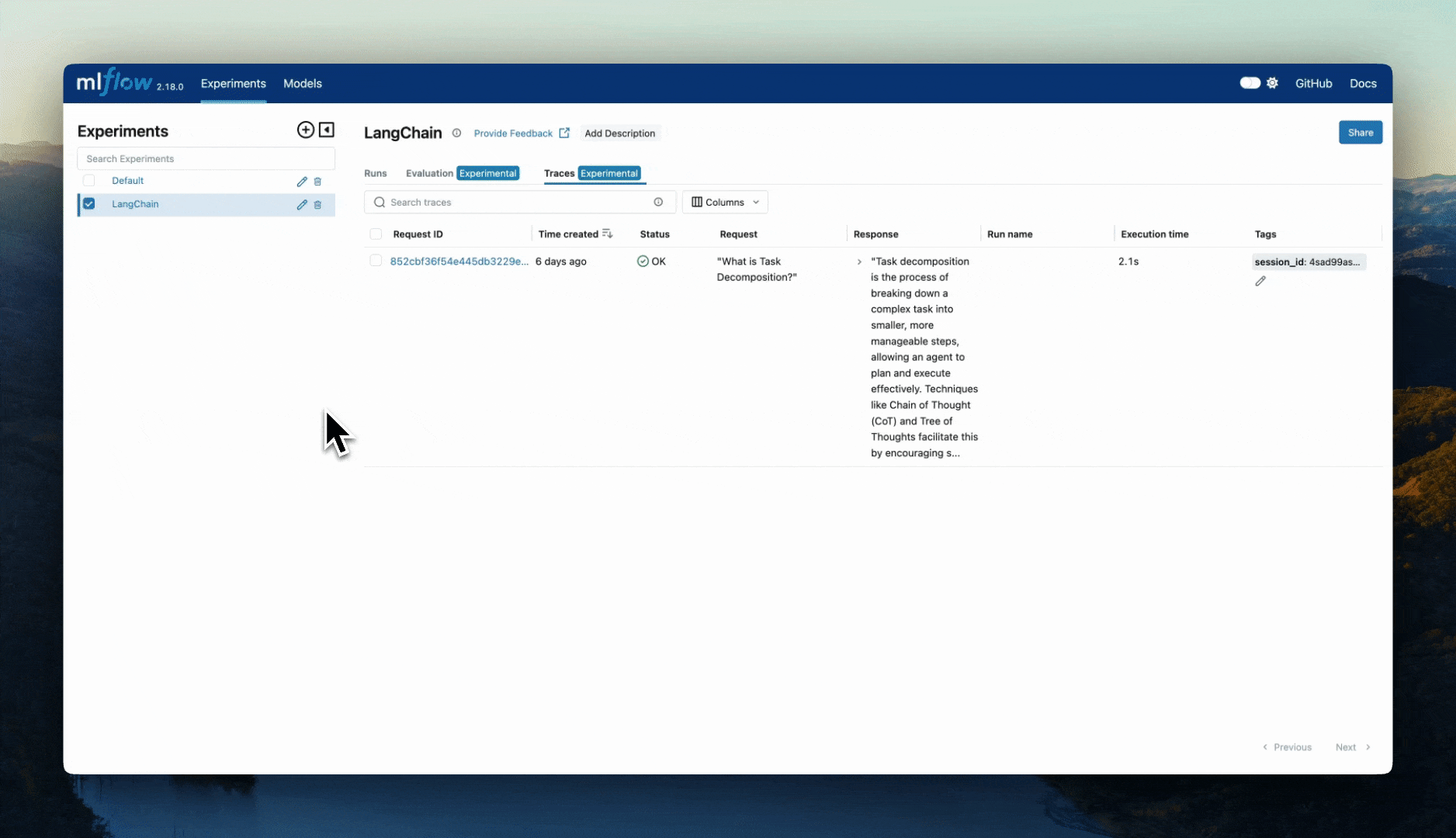 LangChain Tracing via autolog