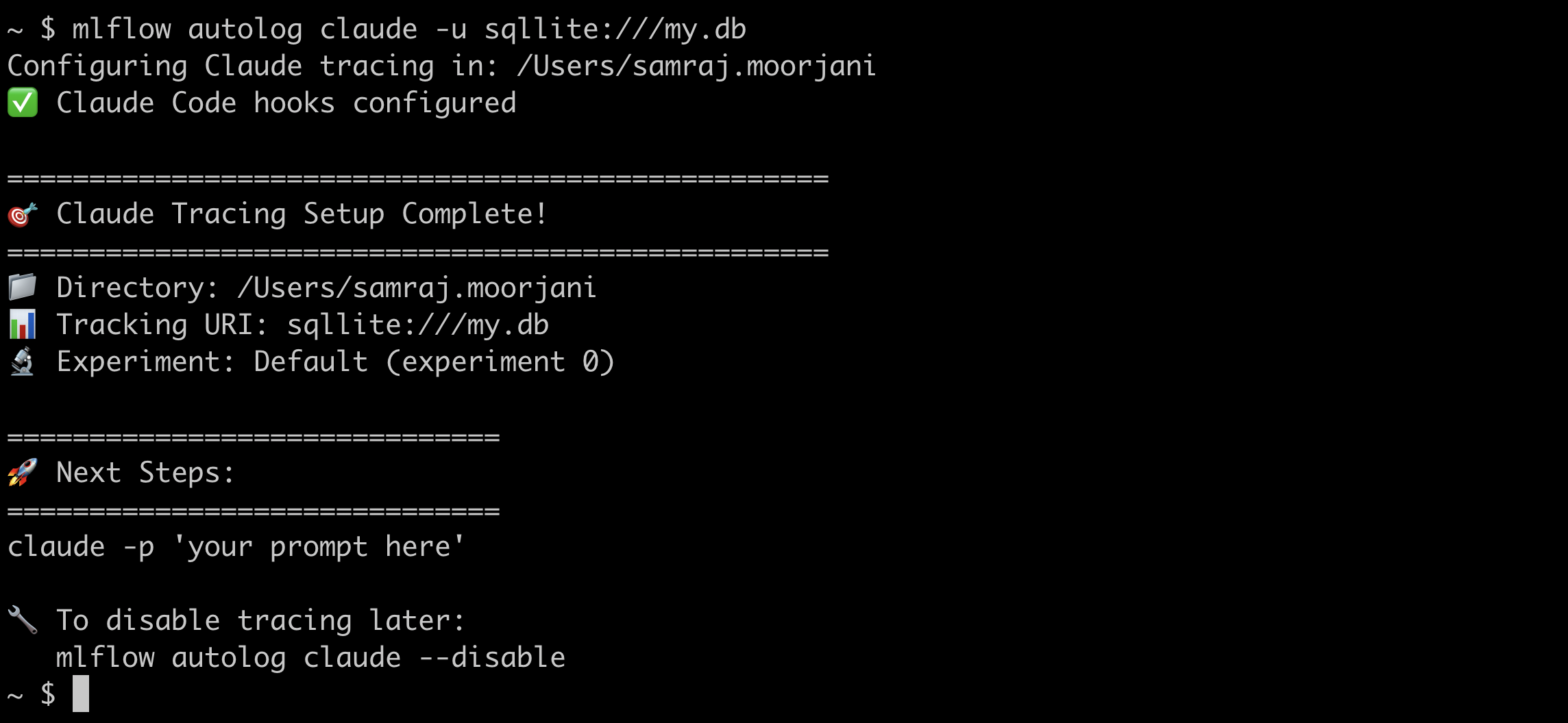 Claude Code Tracing via CLI autolog
