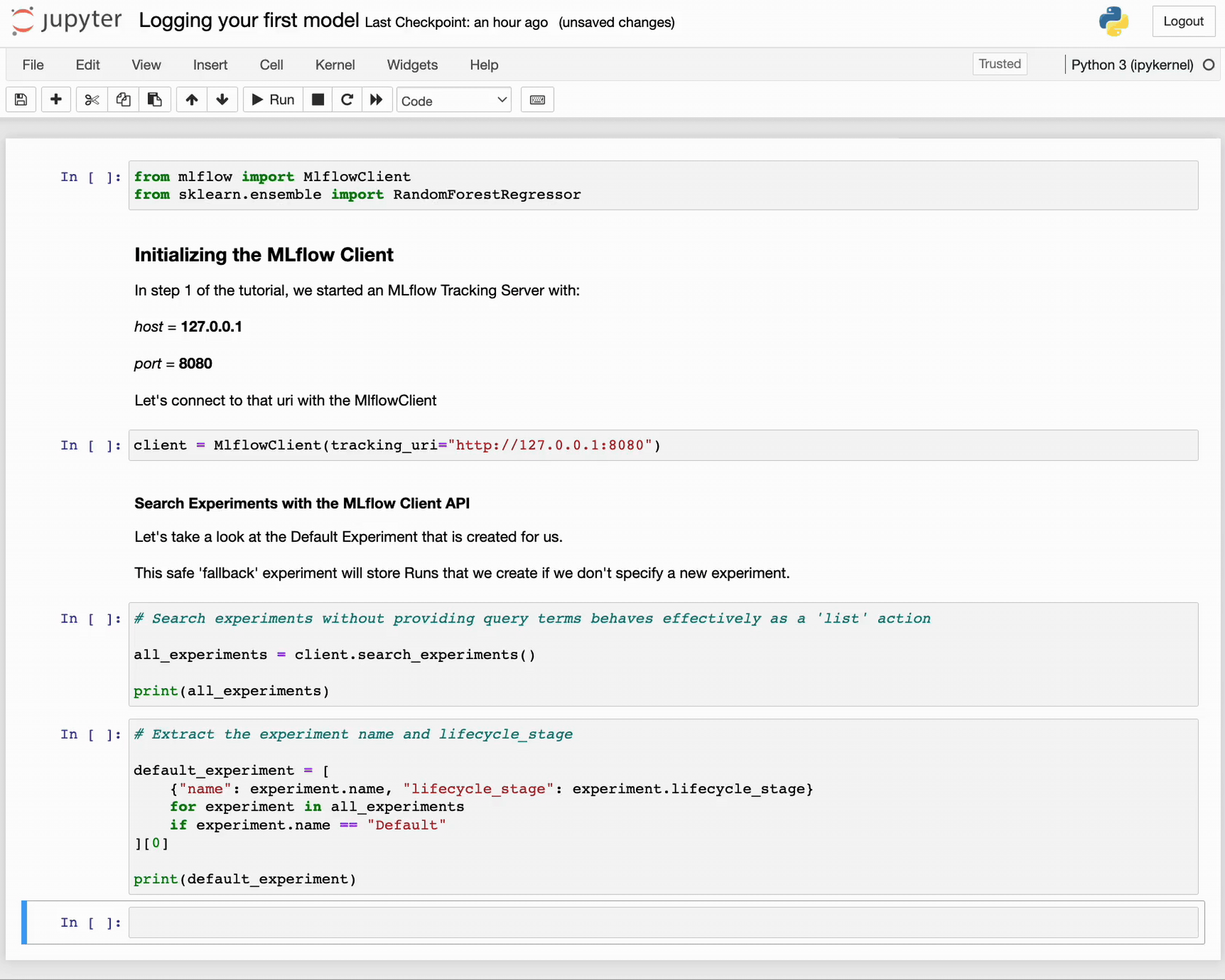 Exploring the Default Experiment