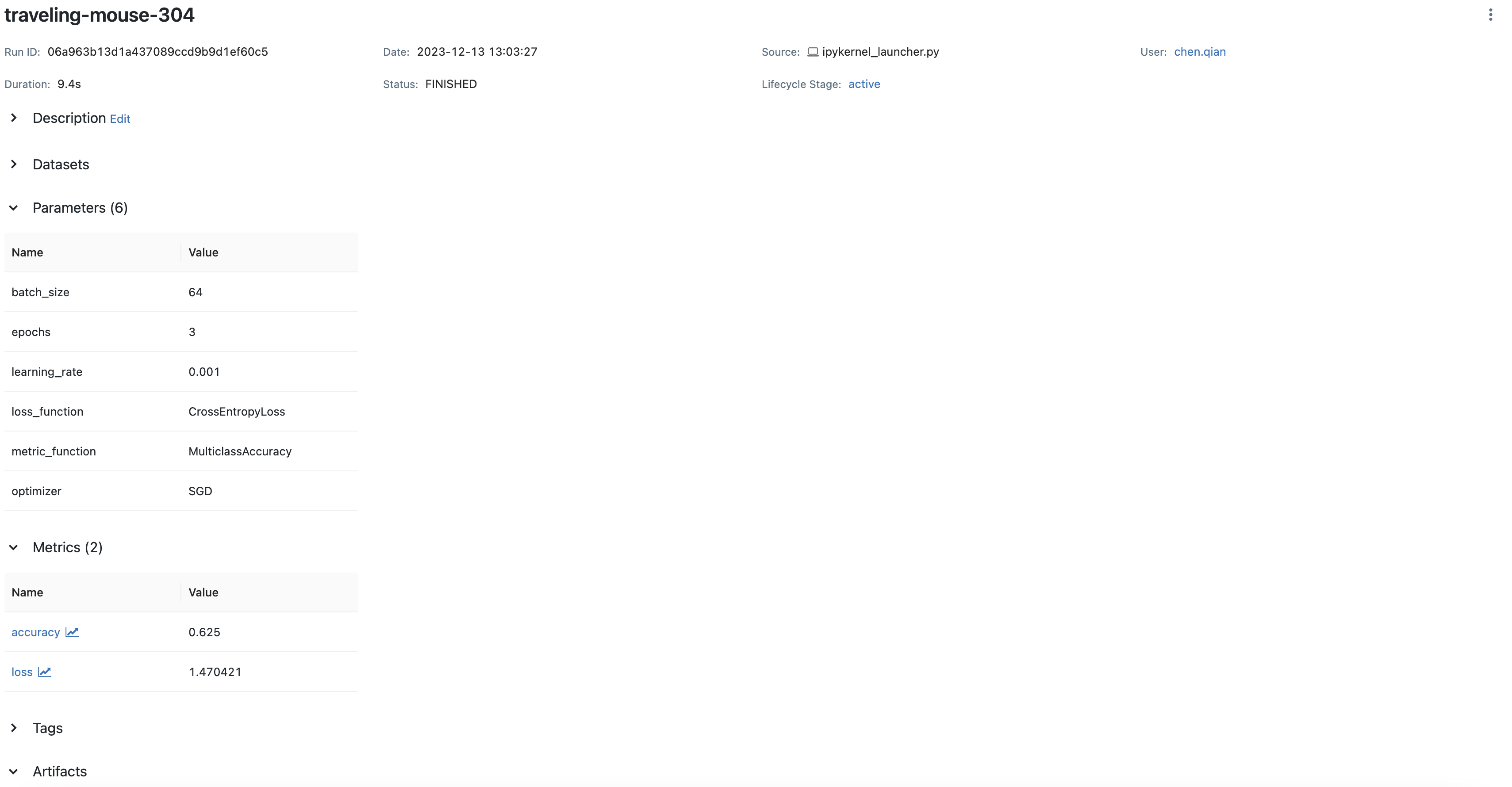Basic Example of PyTorch with MLflow