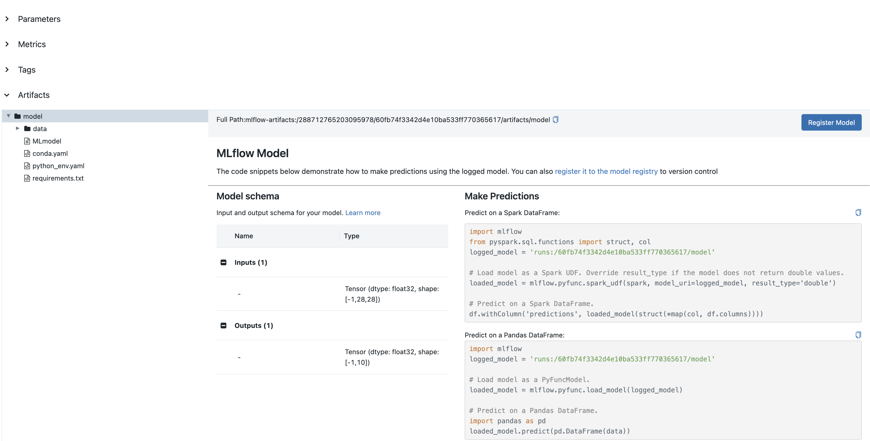PyTorch Model Signature