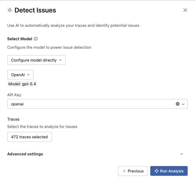 Issue detection models selection