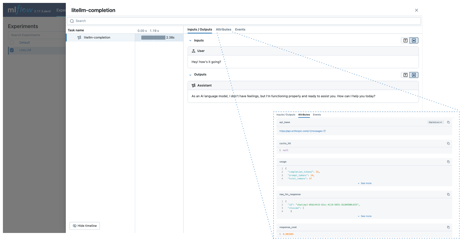 LiteLLM Tracing via autolog