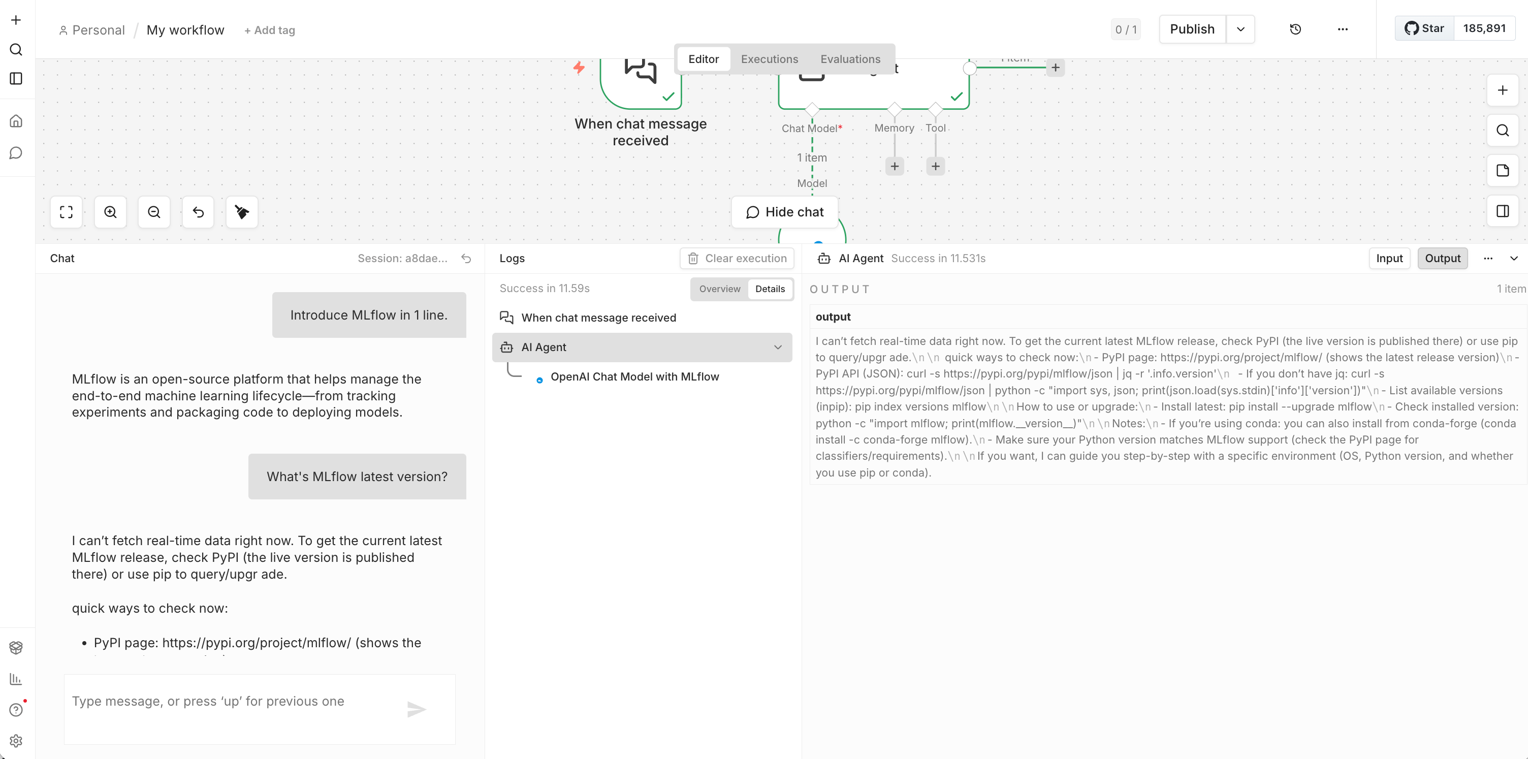 n8n chat interaction example